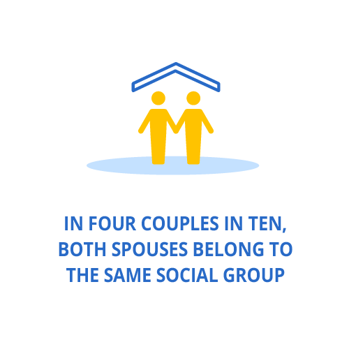 In four couples in ten, both spouses belong to the same social group