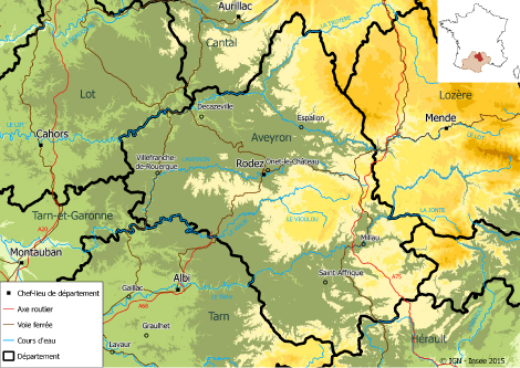 carte topographique aveyron Panorama de l'Aveyron   Dynamisme démographique autour de Rodez 