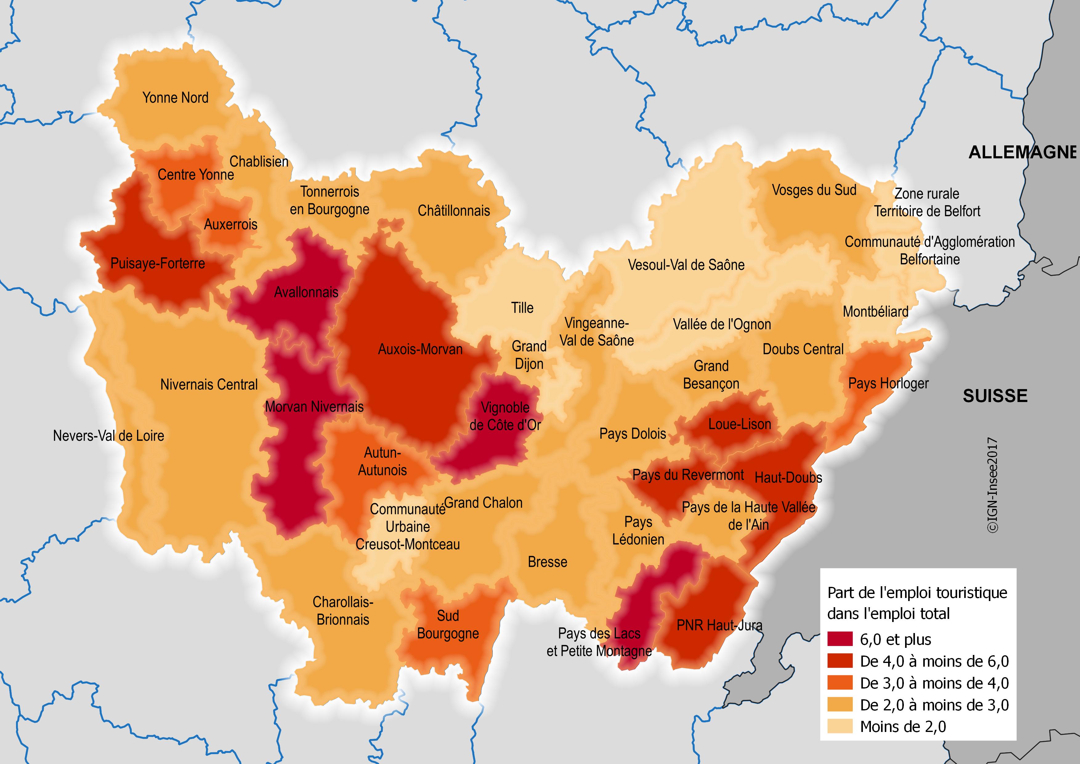 La Venue Des Touristes En Bourgogne Franche Comte Genere Pres De 3 De L Emploi Regional Insee Analyses Bourgogne Franche Comte 22